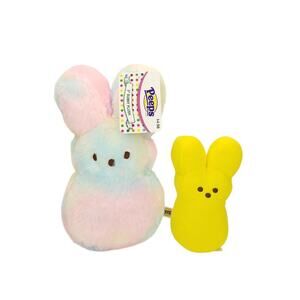 Peeps Bunny Plush 9" Cotton Candy & 6" Yellow Stuffed Animal Toy Lot 2 Just Born
